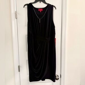 Black Draped Waist Sleeveless Cocktail Dress Size 1X NWT